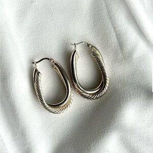 Vintage Sterling Silver Twisted Hoop Earrings